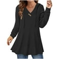 thumbnail image 1 of zbxnLI Long Sleeve Shirts for Women V Neck Fall Hoodies Loose Casual Tees Tunic Tops with Pocket, 1 of 7