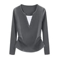 thumbnail image 1 of zbxnLI Long Sleeve Tops for Women V Neck Ruched Casual Blouses Shirts Fall Winter Fashion Loose Pullover Outfits, 1 of 3