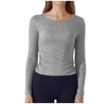 thumbnail image 1 of zbxnLI Long Sleeve Yoga Tops for Women Workout Athletic Crew Neck Shirts Slim Casual Sports Clothes, 1 of 4
