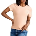 thumbnail image 1 of zbxnLI Loose Lightweight T Shirt for Women Comfort Plain Short Sleeve Shirts Tops Casual Stylish Crew Neck Tee, 1 of 6