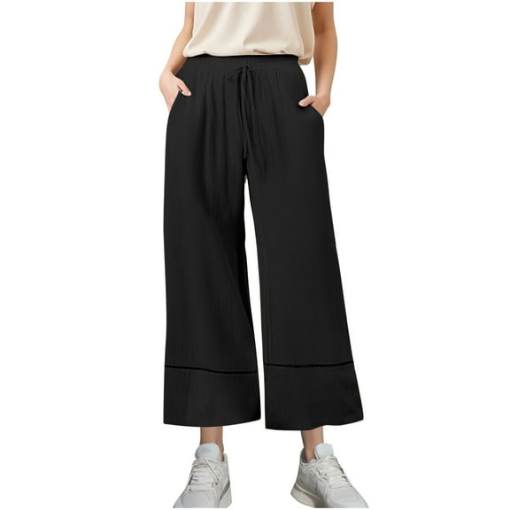 zbxnLI Lounge Comfy Pants Women Wide Leg High Waist Pant Flowy Trousers Dress Work Fashion Trouser Solid Color Outfits