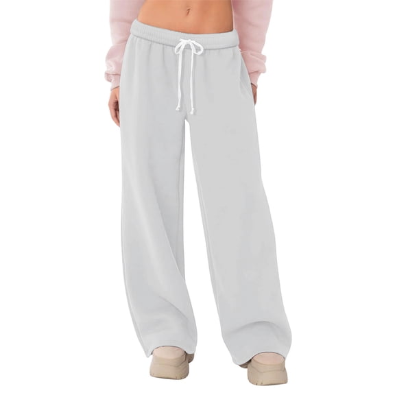 zbxnLI Lounge Pant for Womens Low Waist Sweatpants Wide Leg Drawstring Pant Plain Sweatpant with Pockets