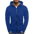 thumbnail image 1 of zbxnLI Men Hoodies Full Zip Sweatshirt Drawstring Hooded Casual Fall Winter Jackets with Zipper Pockets, 1 of 5