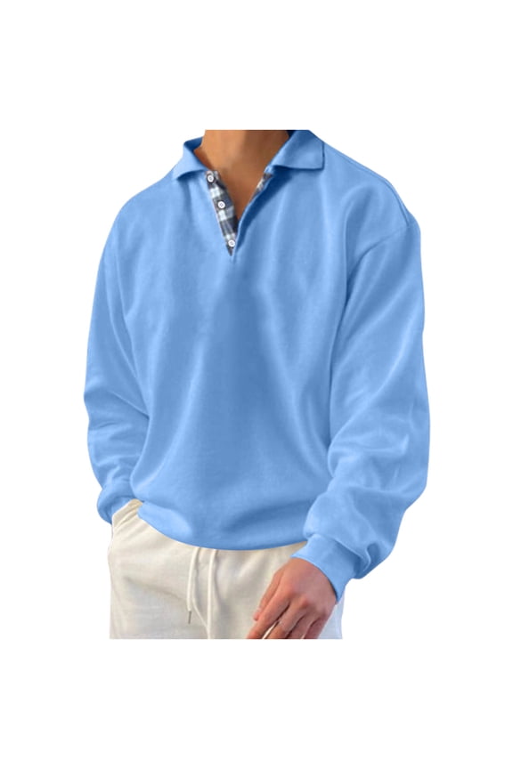 Men's Big and Tall Shirts Long Sleeve Collared Lightweight Pullover Sweatshirts Casual T-Shirts