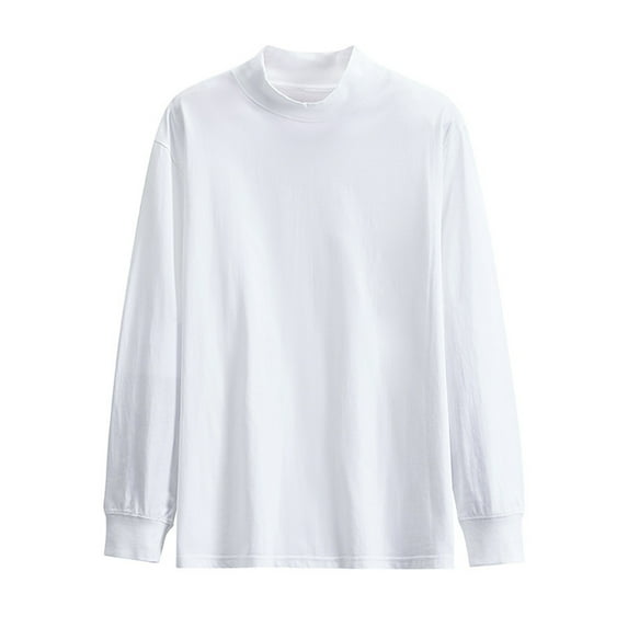 zbxnLI Men's Big and Tall Shirts Mock Turtleneck Long Sleeve T-Shirts Cotton Tops Basic Layer Tee Shirts