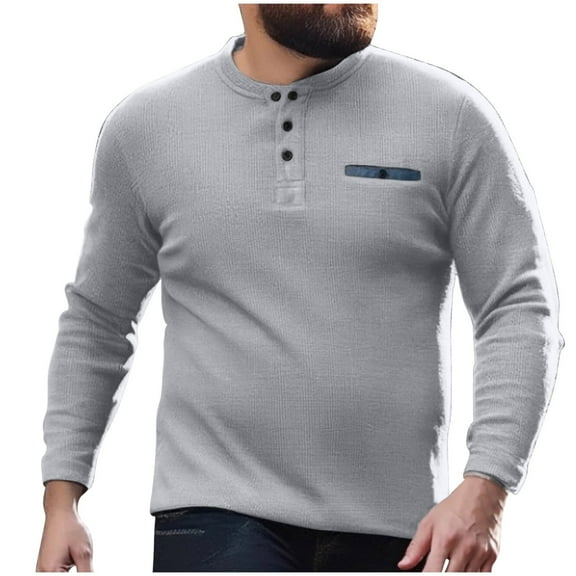 zbxnLI Men's Big and Tall T-Shirts Cotton Long Sleeve Casual Shirt Solid Color Basic Tee Pullover Tops