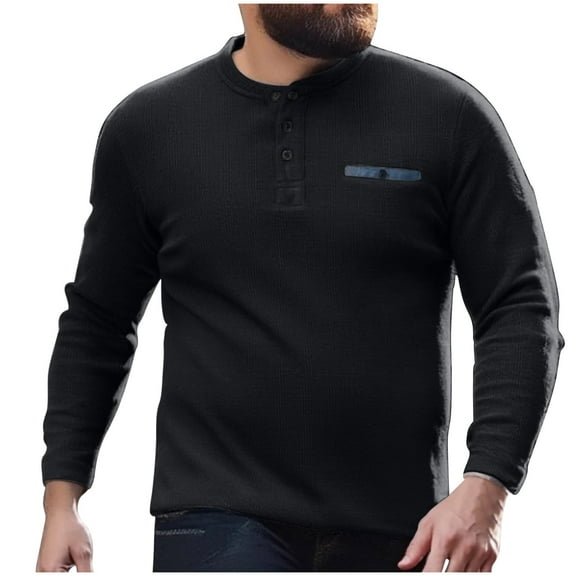 zbxnLI Men's Big and Tall T-Shirts Cotton Long Sleeve Casual Shirt Solid Color Basic Tee Pullover Tops