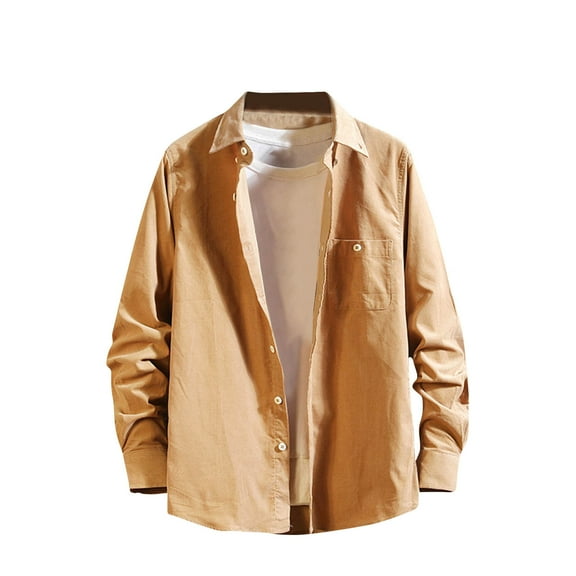 zbxnLI Men's Corduroy Button down Shirts Collared Long Sleeve Casual Work Shirt Jackets Outerwear