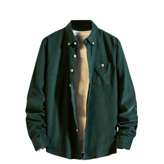 zbxnLI Men's Corduroy Button down Shirts Collared Long Sleeve Casual Work Shirt Jackets Outerwear