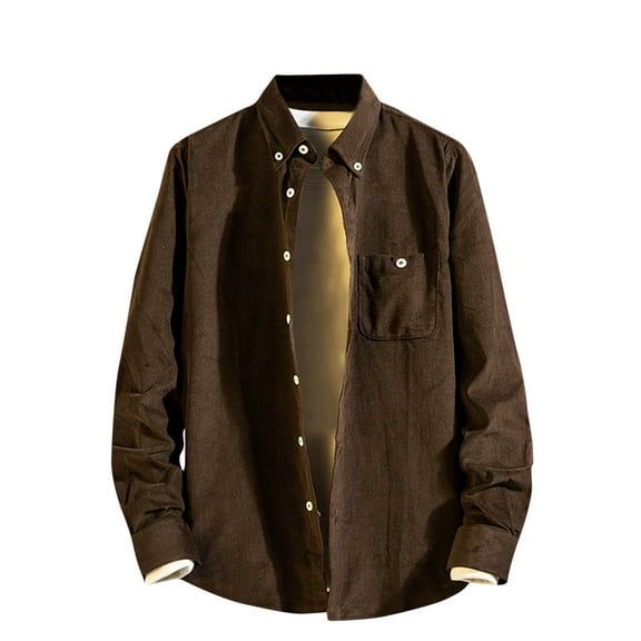 zbxnLI Men's Corduroy Button down Shirts Collared Long Sleeve Casual Work Shirt Jackets Outerwear
