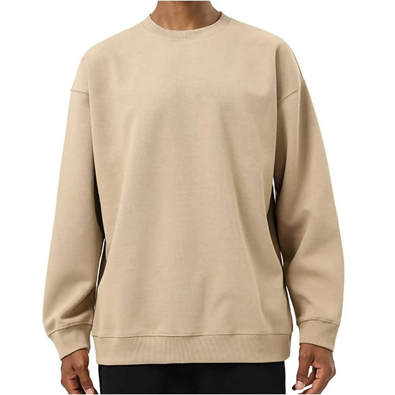 zbxnLI Men's Crew Neck Sweatshirts S-3XL Mens Long Sleeve Casual Lightweight Pullover Tops Solid Color