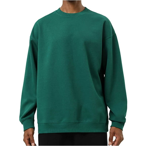 zbxnLI Men's Crew Neck Sweatshirts S-3XL Mens Long Sleeve Casual Lightweight Pullover Tops Solid Color