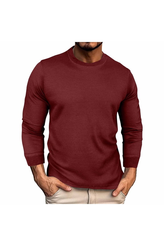 Men's Crew Neck T-Shirts Plain Long Sleeve Basic Tee Fall Winter for Men Plain Pullover Shirts