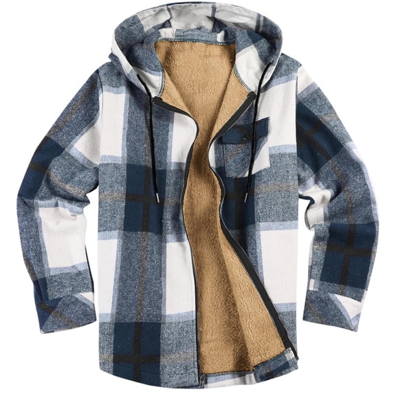 zbxnLI Men's Flannel Plaid Jackets Fall Winter Outerwear Fleece Lined Warm Outerwear Coats for Men