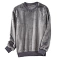 thumbnail image 1 of zbxnLI Men's Fleece Pajama Tops Long Sleeve Crewneck Sleepwear Fall Winter Fuzzy Pullover Sweatshirts, 1 of 3