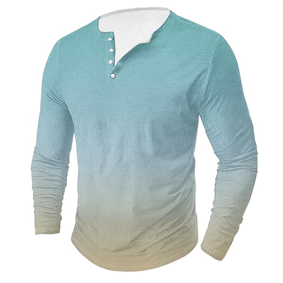 zbxnLI Men's Graphic Tee Shirts Long Sleeve Button T-Shirts Mens Big and Tall Casual Lightweight Shirts