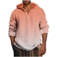 thumbnail image 1 of zbxnLI Men's Linen Hoodies Button V Neck Long Sleeve Shirts Lightweight Spring Fall Pullover Tops for Men, 1 of 4