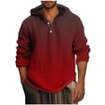 thumbnail image 1 of zbxnLI Men's Linen Hoodies Button V Neck Long Sleeve Shirts Lightweight Spring Fall Pullover Tops for Men, 1 of 4