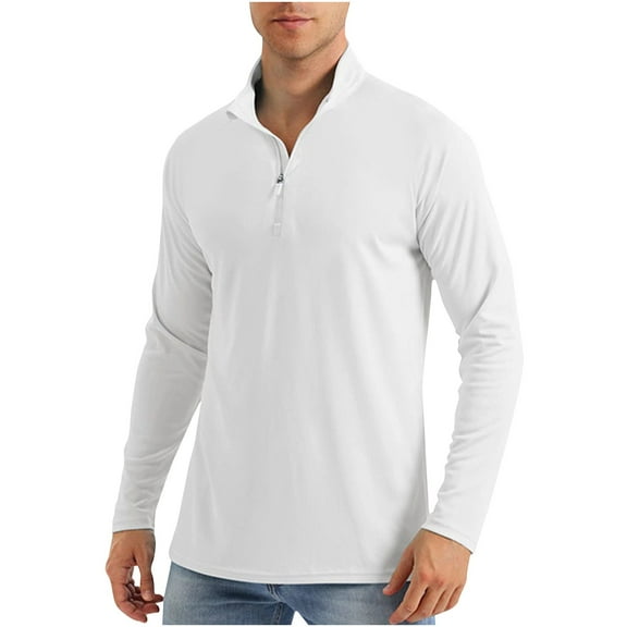 zbxnLI Men's Long Sleeve Shirts Quarter Zip Pullover Lightweight Outdoor Hiking Athletic Workout Shirts
