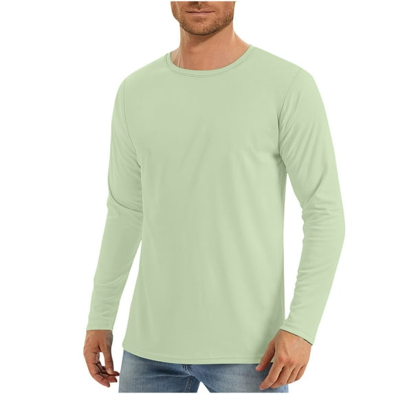 zbxnLI Men's Long Sleeve Shirts Solid Color Basic Tee Shirts Casual Lightweight Athletic Shirts for Men