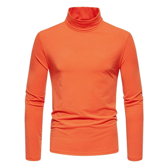 zbxnLI Men's Long Sleeve Tee Shirt Mock Turtleneck Solid Color Casual Slim Basic Tees Fall Winter Tops