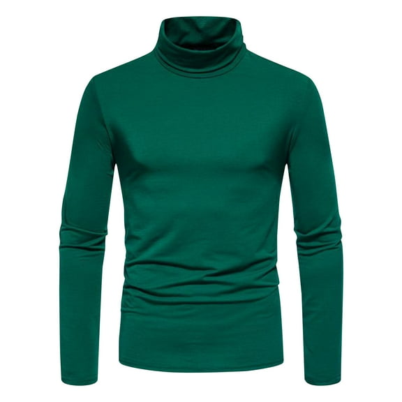 zbxnLI Men's Long Sleeve Tee Shirt Mock Turtleneck Solid Color Casual Slim Basic Tees Fall Winter Tops