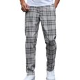 thumbnail image 1 of zbxnLI Men's Plaid Casual Pants with Pocket Straight Leg Lightweight Breathable Trousers for Men Comfort Workout Pant, 1 of 7