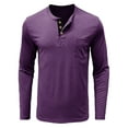 thumbnail image 1 of zbxnLI Men's Pocket T-Shirts Buttoned Crew Neck Long Sleeve Shirts Cotton Tees Loose Pullover Tops, 1 of 5