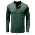 thumbnail image 1 of zbxnLI Men's Pocket T-Shirts Buttoned Crew Neck Long Sleeve Shirts Cotton Tees Loose Pullover Tops, 1 of 7