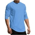 thumbnail image 1 of zbxnLI Men's Shirts Crew Neck Long Sleeve Plain Basic Tee Shirts Lightweight Casual Tees Mens Tops, 1 of 8