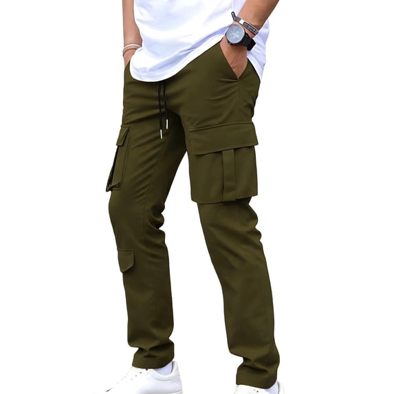 zbxnLI Men's Slim Cargo Pants Stretch Casual Work Pants Multi Pocket Outdoor Hiking Solid Color Trousers for Men