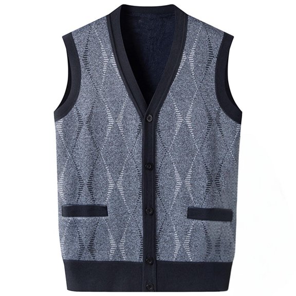 zbxnLI Men's Sweater Vests V Neck Buttoned Sleeveless Cardigan Knit Vest Padded Waistcoats for Men