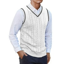 zbxnLI Men's Sweater Vests V Neck Cable Knit Waistcoats Sleeveless Pullover Sweater Vests Big and Tall
