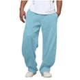 thumbnail image 1 of zbxnLI Men's Sweatpants Workout Casual Elastic Waist Drawstring Open Bottom Sweatpants with Pockets, 1 of 7