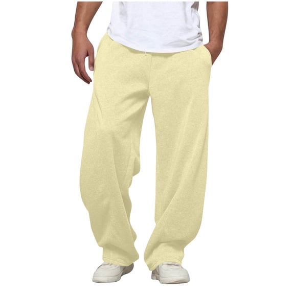 zbxnLI Men's Sweatpants Workout Casual Elastic Waist Drawstring Open Bottom Sweatpants with Pockets