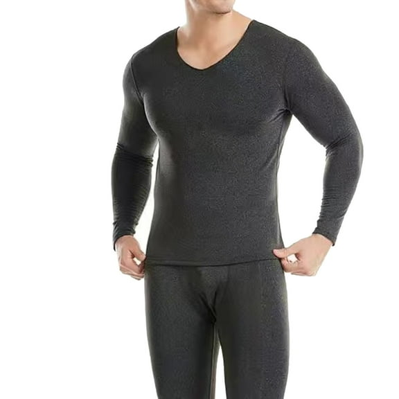zbxnLI Men's Thermal Underwear Tops V Neck Long Sleeve Shirts Slim Basic Layer Tees Casual T-Shirts