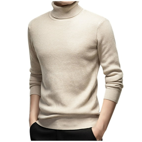 zbxnLI Men's Turtleneck Sweater Padded Lined Warm Long Sleeve Knit Pullover Sweaters Basic Thermal Tops