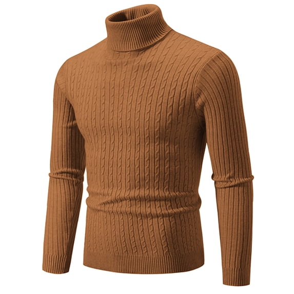zbxnLI Men's Turtleneck Sweaters M-5XL Mens Cable Knit Long Sleeve Slim Pullover Sweater Tops Big and Tall