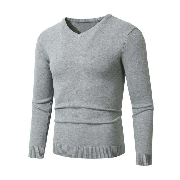 zbxnLI Men's V Neck Sweater Long Sleeve Casual Knit Slim Basic Sweaters Pullover Tops Fall Winter