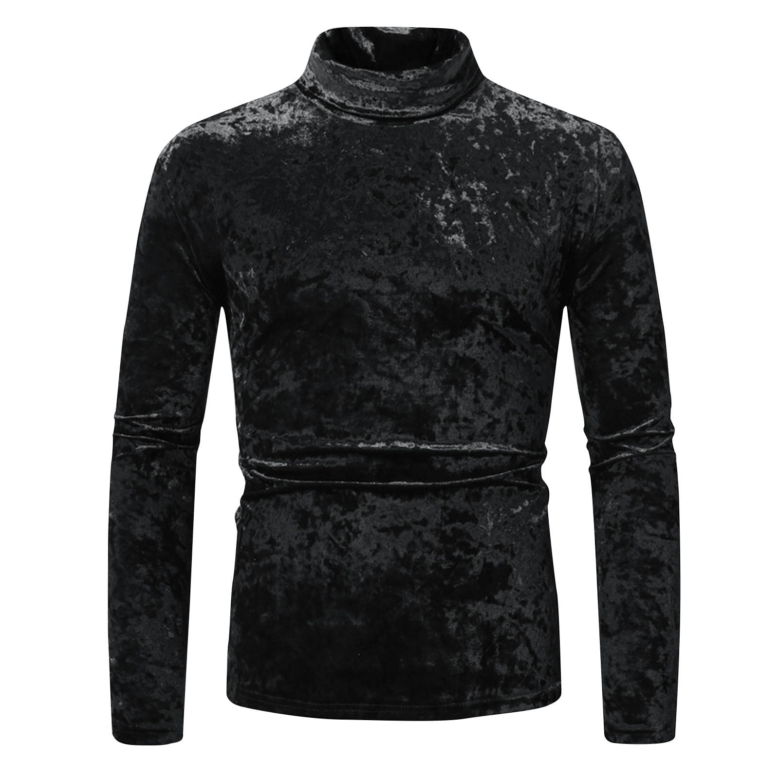 zbxnLI Men's Velvet Long Sleeve Shirts Mock Neck Velour Classic T