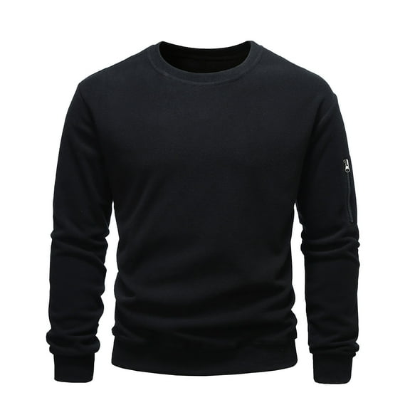 zbxnLI Men's Warm Sweatshirts Zip Pocket Long Sleeve Crew Neck Casual Pullover Tops Fall Winter Clothes