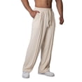 thumbnail image 1 of zbxnLI Men's Wide Leg Sweatpants Pleated Baggy Athletic Pants Drawstring Elastic Waist Open Bottom Joggers, 1 of 8