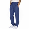 thumbnail image 1 of zbxnLI Men's Work Dress Pants Cotton Linen Pleated Straight Leg Pants Lightweight Casual Pants with Pockets, 1 of 6
