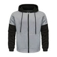 thumbnail image 1 of zbxnLI Men's Zip up Hoodie Zipper Sweatshirt Jacket Color Block Long Sleeve Hooded Outerwear with Pockets, 1 of 5