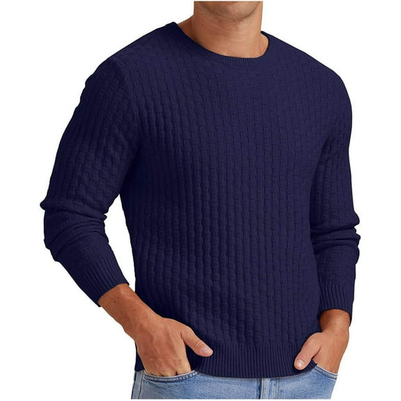 zbxnLI Mens Big and Tall Sweater Crew Neck Basic Long Sleeve Shirts Lightweight Pullover Sweater Tops