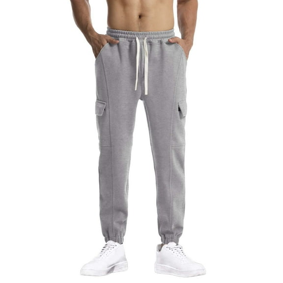 zbxnLI Mens Cargo Sweatpants Elastic Bottom Drawstring Stretch Waist Joggers with Pockets Athletic Pants