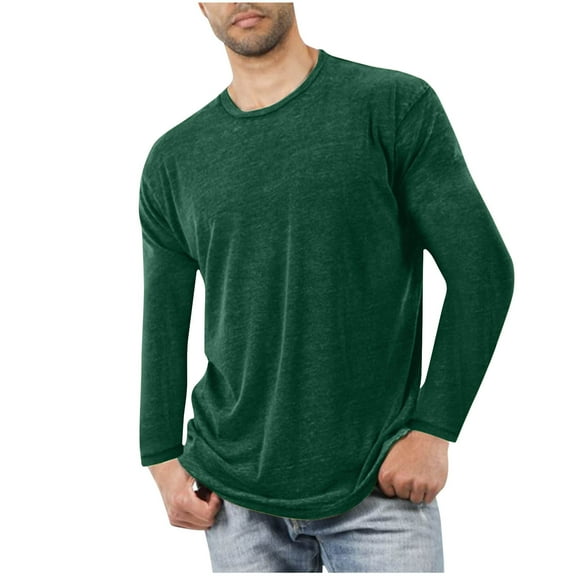 zbxnLI Mens Casual T-Shirts Long Sleeve Shirts Plain Basic Tees Loose Crew Neck Soft Shirts for Men