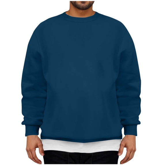 zbxnLI Mens Crewneck Sweatshirts Solid Color Lightweight Long Sleeve Casual Loose Pullover Sweatshirt