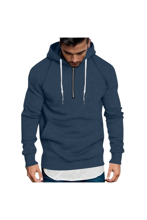 Mens Half Zip Hoodie S-4XL Men's Causal Long Sleeve Loose Lightweight Sweatshirts with Pockets