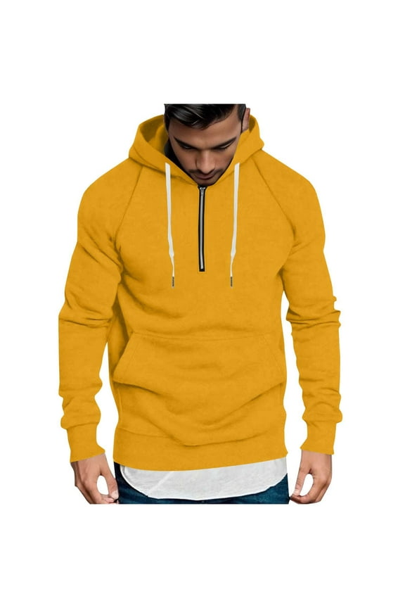 Mens Half Zip Hoodie S-4XL Men's Causal Long Sleeve Loose Lightweight Sweatshirts with Pockets